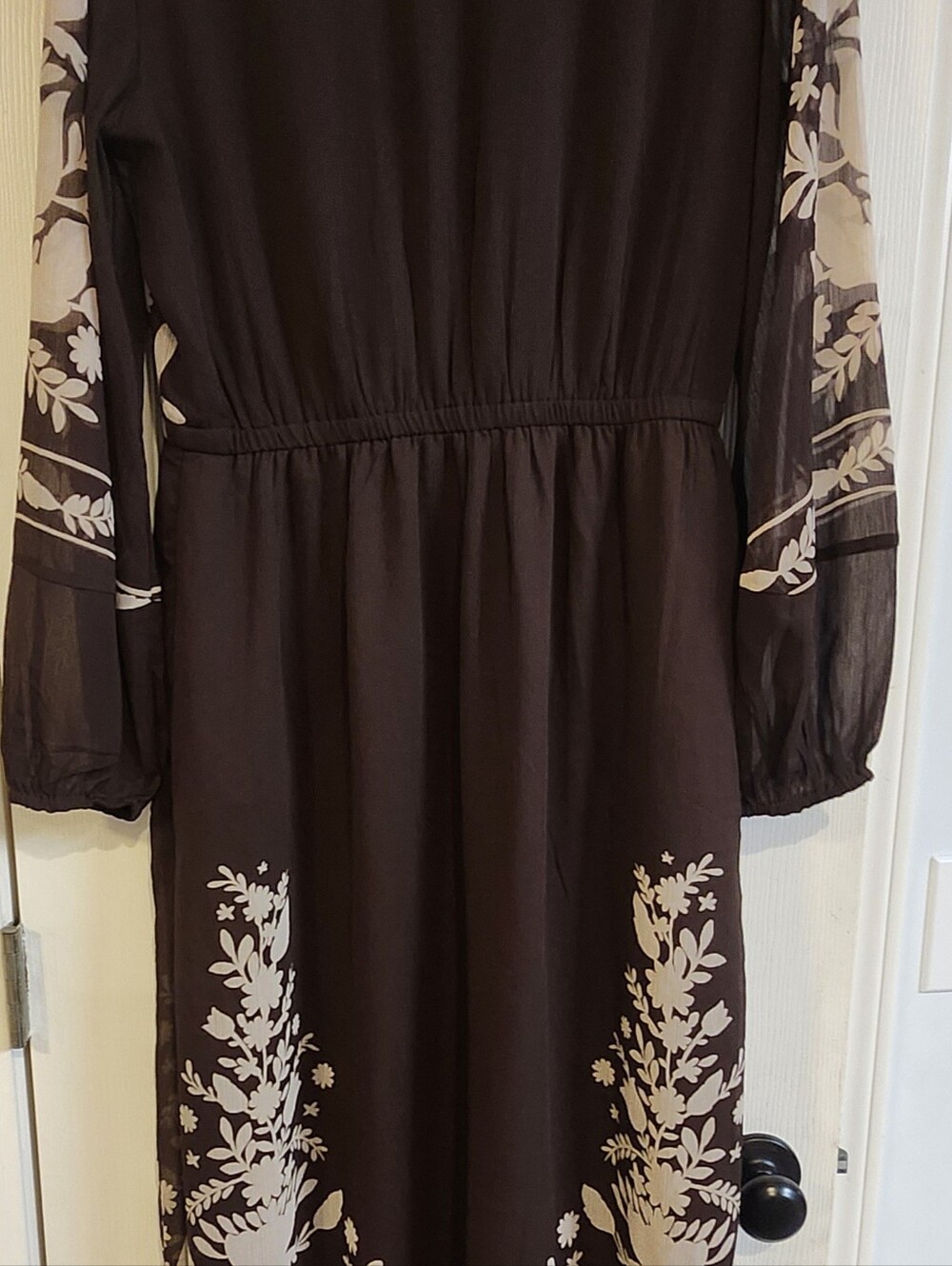 Loft Women's Brown Floral Print Long Sleeve Dress - Picture 6 of 8